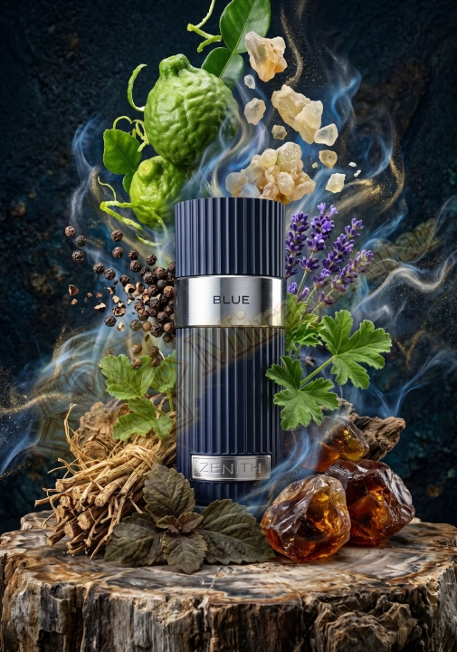 Odlewka Zenith Blue w Miraya Atar zachwyca wyrazistą, męską kompozycją. Świeża bergamotka i czarny pieprz łączą się z lawendą oraz geranium, opierając się na głębokiej bazie z ambroksanu, wetyweri i paczuli.