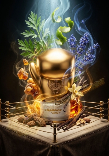 Odlewka Champion Money w Miraya Atar zachwyca aromatyczno-balsamiczną kompozycją. Rześka bergamotka, lawenda i bylica łączą się w sercu, opierając się na głębokiej, słodkiej bazie z kremowej wanilii i fasoli tonka.